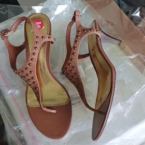 Must Have Lauren Ralph Lauren Low Heel Studded Sandal in Brown!